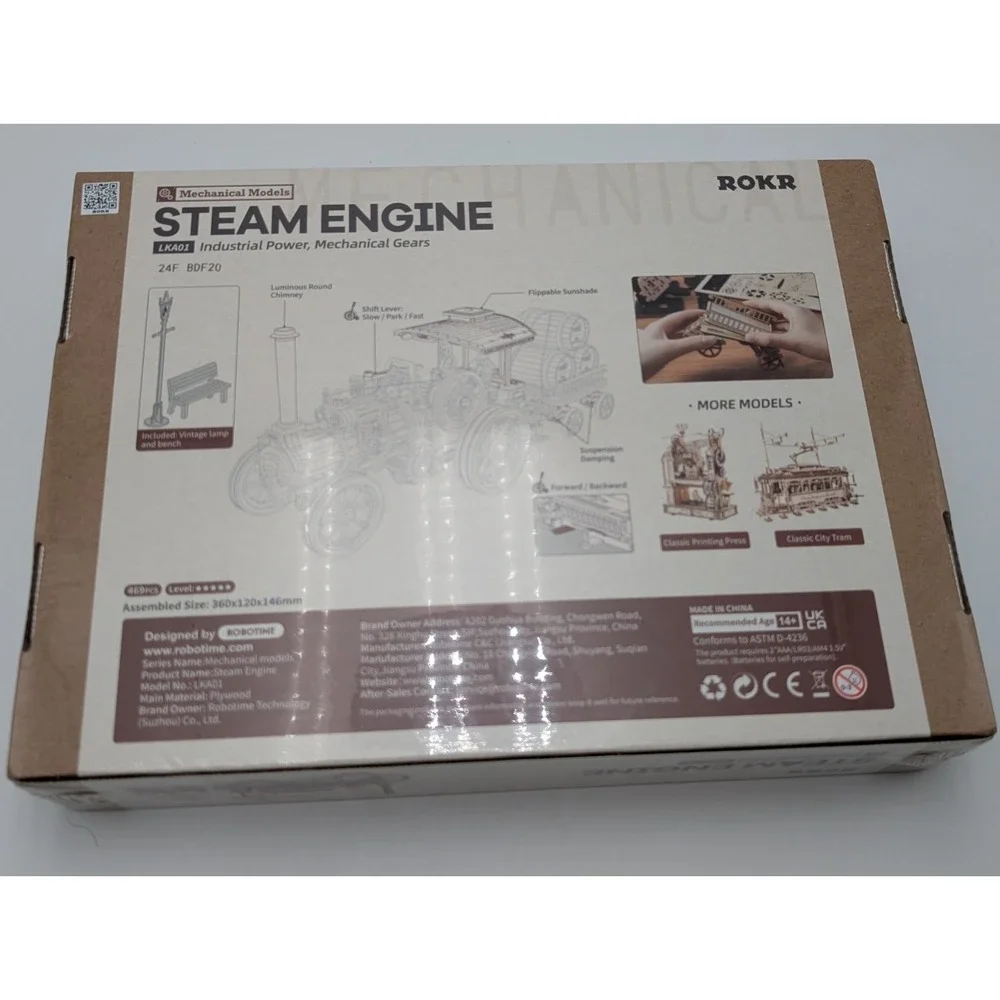 ROKR 3D Puzzle for Adult Kid Steam Engine Tractor Electric Vintage Car Model Kit